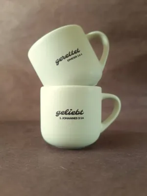 Espresso Tassen im Set - gerettet & geliebt - Steingutkeramik, Cream, 2x 90ml