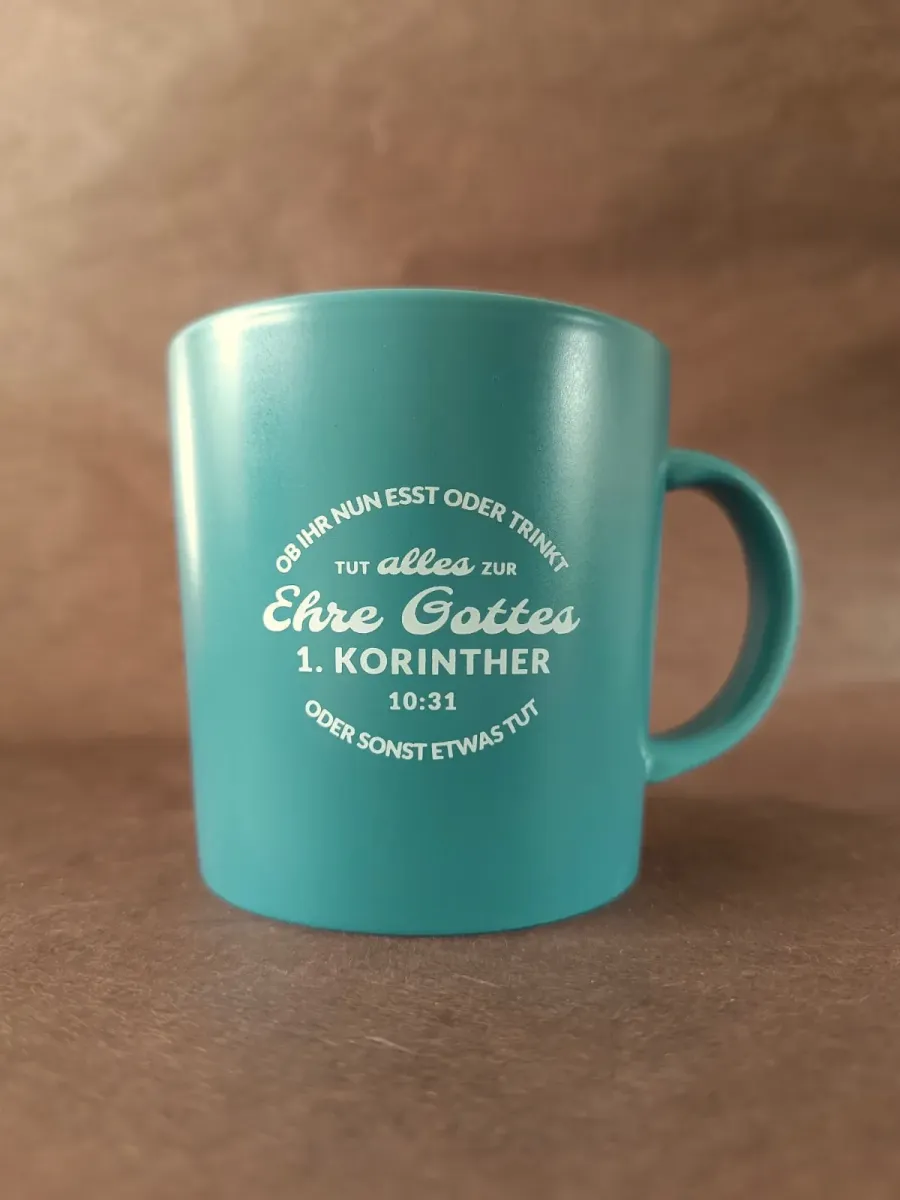 Tasse - Zur Ehre Gottes - Meerblau, 355ml