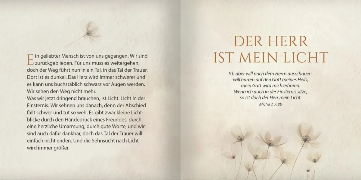 Grußheft Trauer - Es wird nicht dunkel bleiben