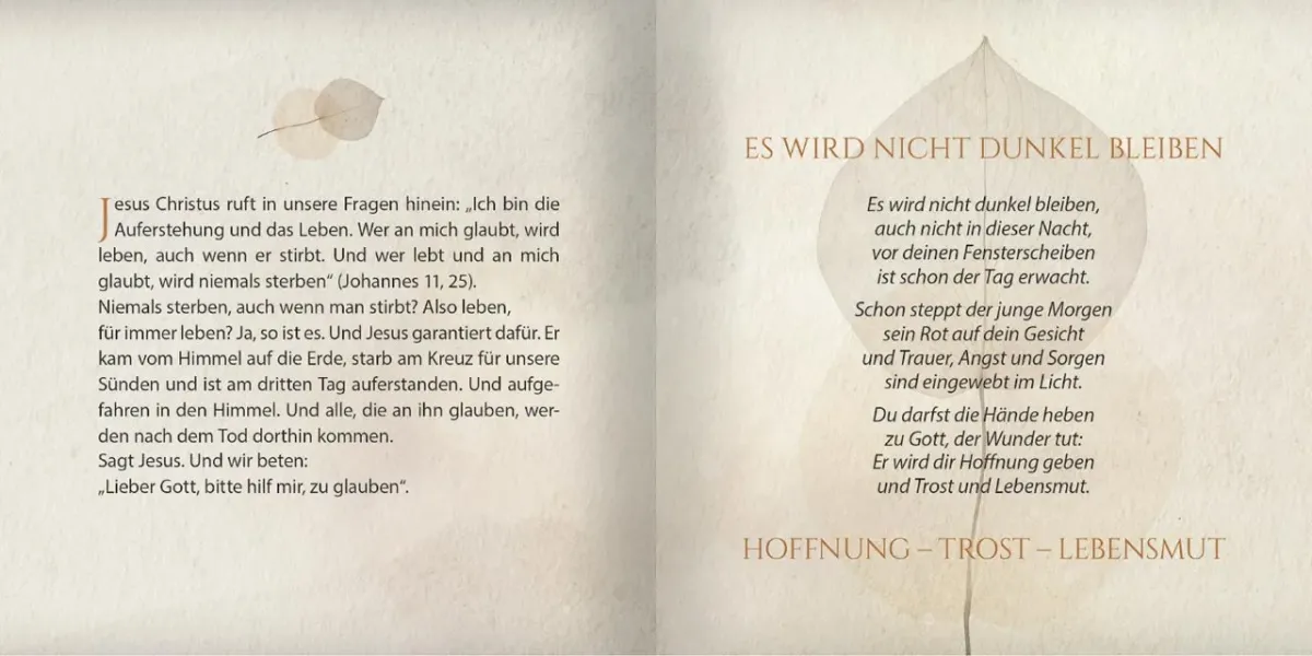 Grußheft Trauer - Es wird nicht dunkel bleiben