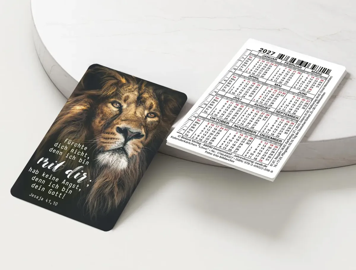 Kalender Kärtchen - Löwe - Jesaja 41.10 (Jahreskalender)