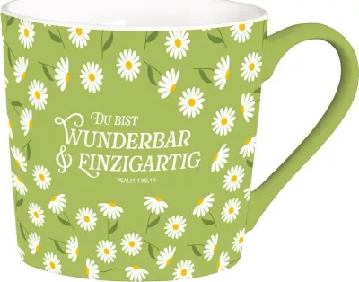 Du bist wunderbar & einzigartig (Tasse) - Höhe 9,8 cm, Durchmesser 9 cm, ca. 390 ml