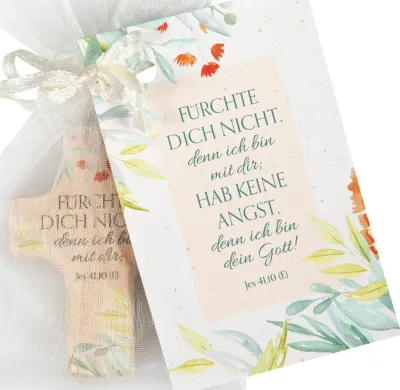 Fürchte dich nicht, denn ich bin mit dir - Handschmeichler (Holzkreuz) - Jahreslosung 2027