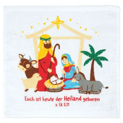 Krippe - Handtuch (Kinder) - ca. 30 x 30 cm, in Sternfom gepresst, entfaltet sich im warmen Wass