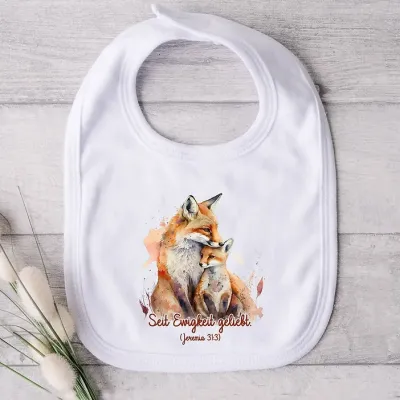"Seit Ewigkeit geliebt. Jer. 31,3" Lätzchen -Fuchs