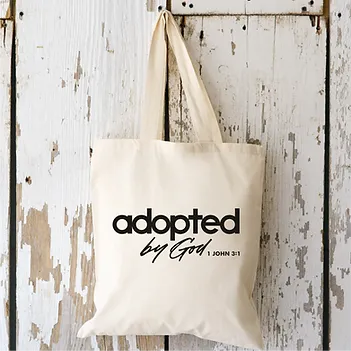 Tragetasche „Adopted by God“, beige