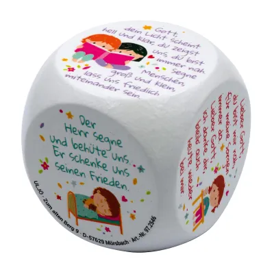 Kindergebete - Gebetswürfel für Kinder - 5 x 5 x 5 cm. aus Buchenholz