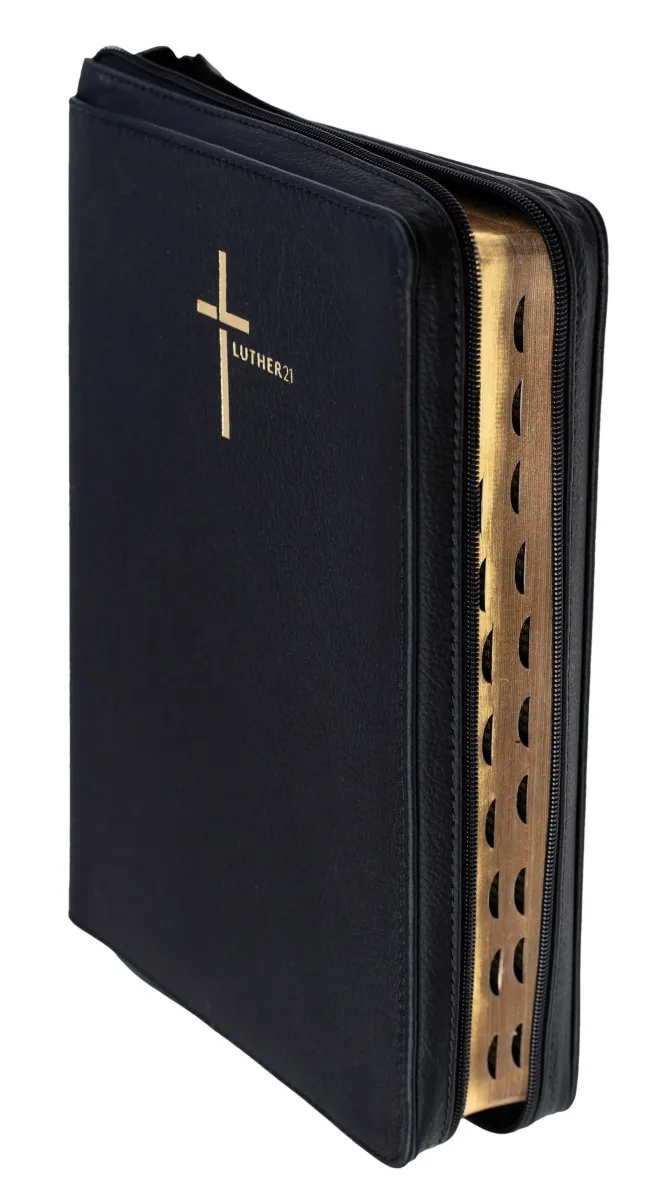 Luther 21 - Grossdruckausgabe, Lederfaserstoff, RV - schwarz, Goldschnitt, Griffregister...