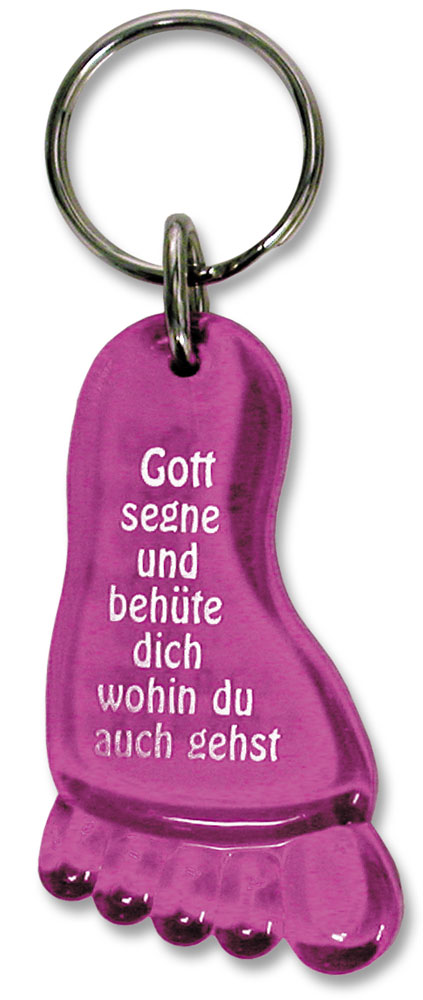 Gott segne und behüte dich - Schlüsselanhänger Fuss (pink)