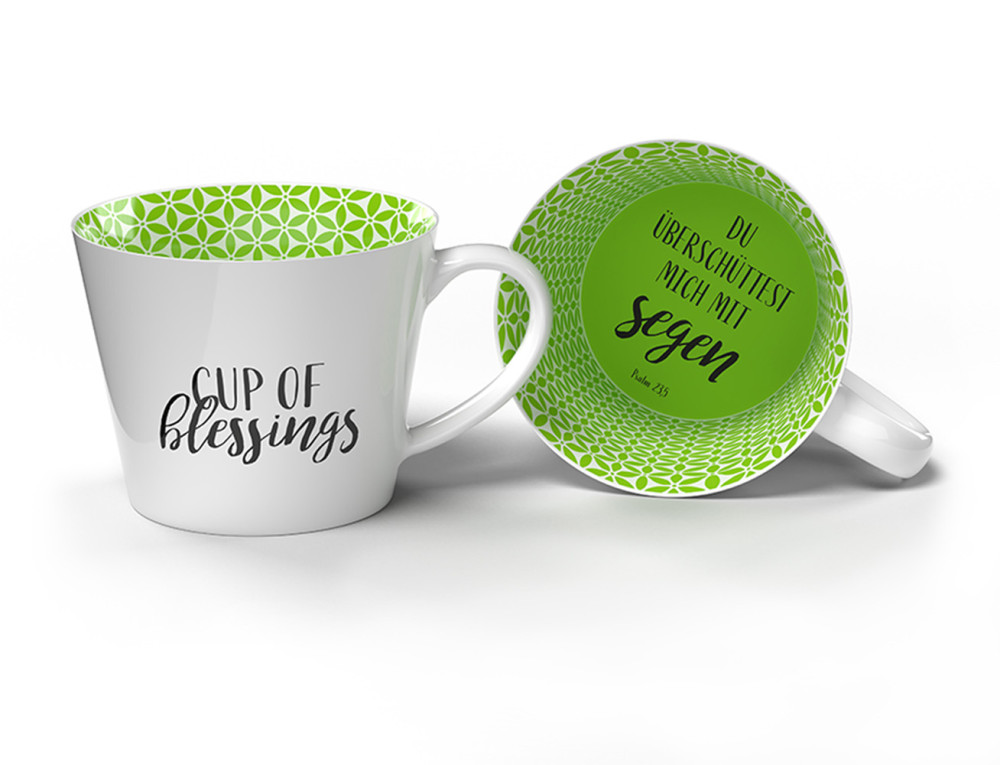 Tasse - Cup of Blessings - weiss, grün, 350ml