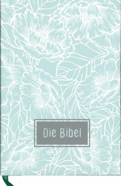 Elberfelder Bibel CSV Hückeswagen Taschenausgabe - Hardcover blau mit Motiv Blumen, Lesezeichen