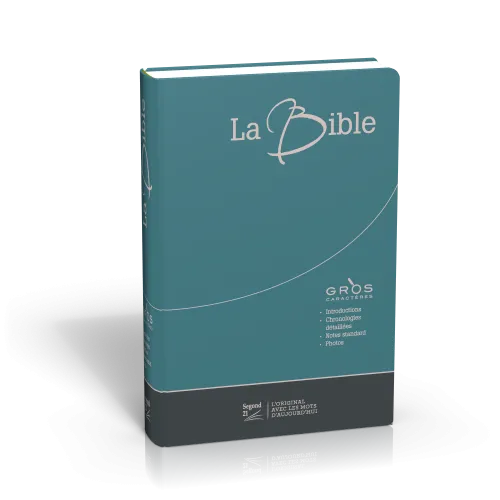 Bible Segond 21, gros caractères, duo bleu/gris - couverture semi-rigide toilée