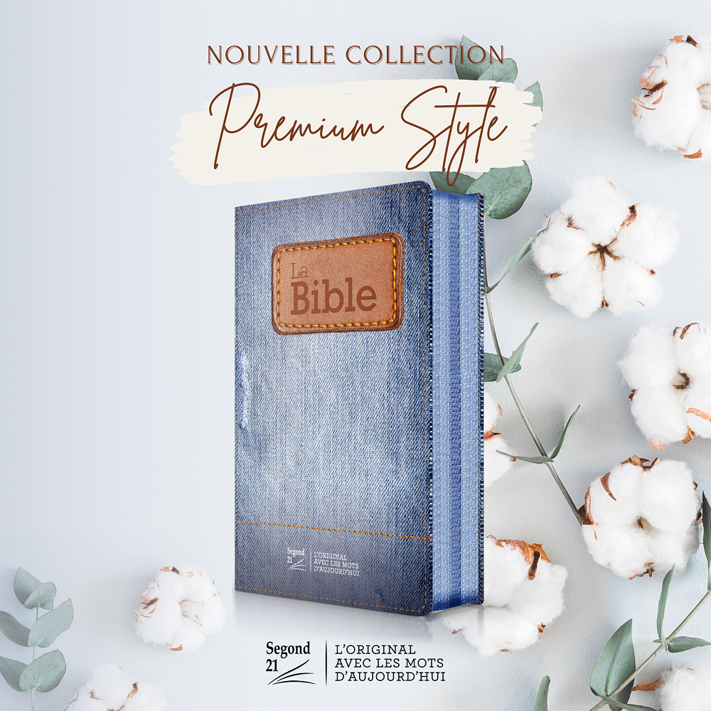 Bibel Segond 21 französisch (Premium Style) - Softcover aus Canvas mit Jeansmuster, mit Reißverschluss
