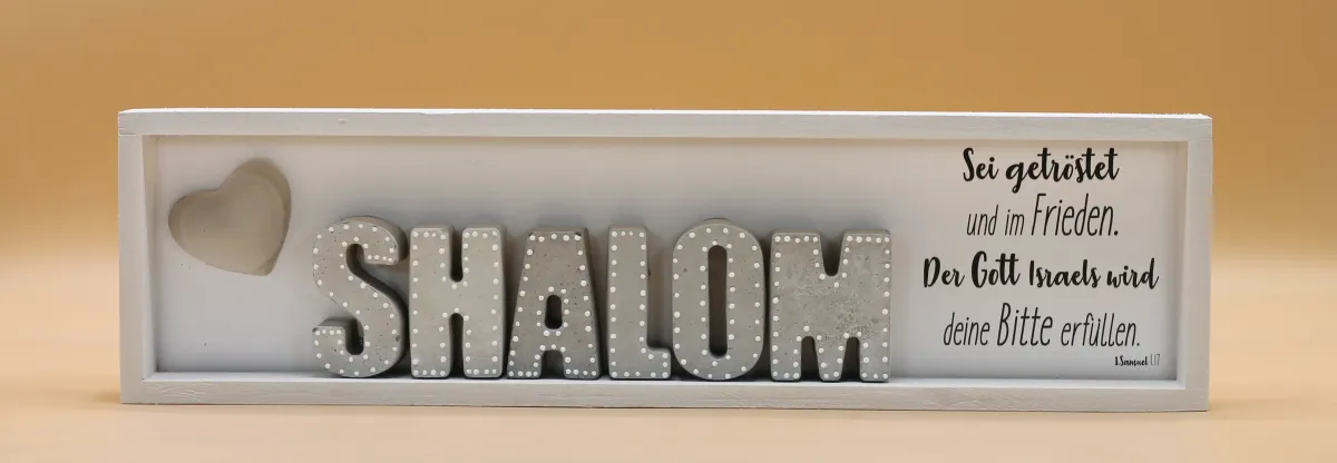 Cementini Wandbild SHALOM 1.Sam 1,17 - aus Holz & Betonbuchstaben