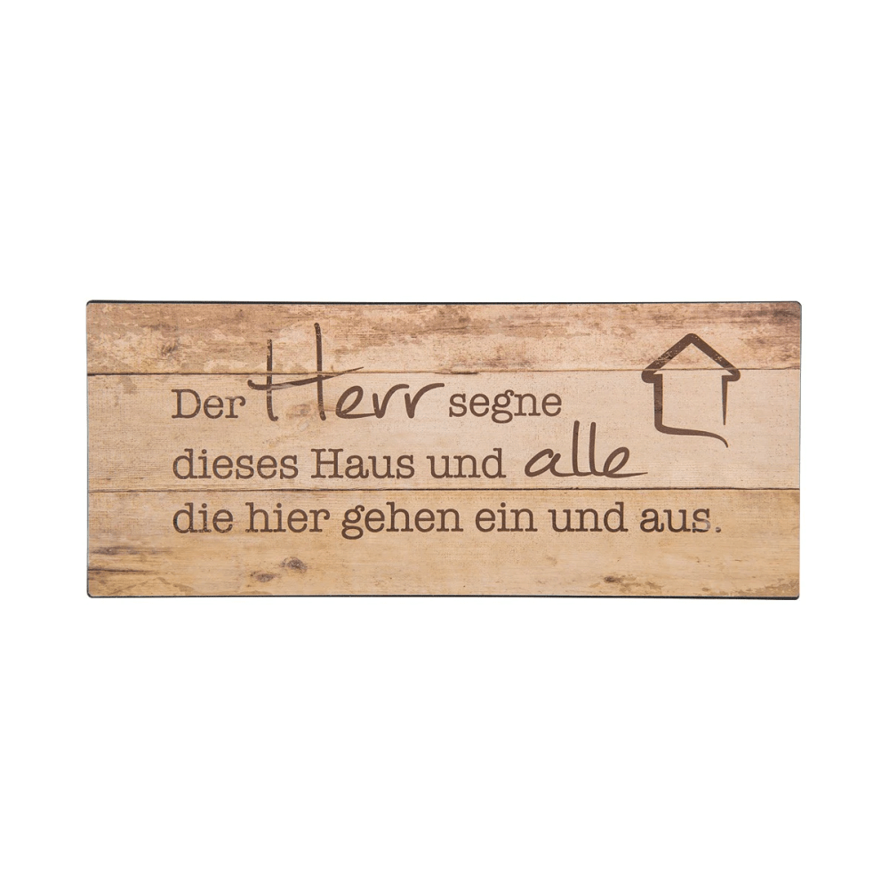 Der Herr segne dieses Haus - Metall-Schild (brau - 29,8 x 12,5 cm