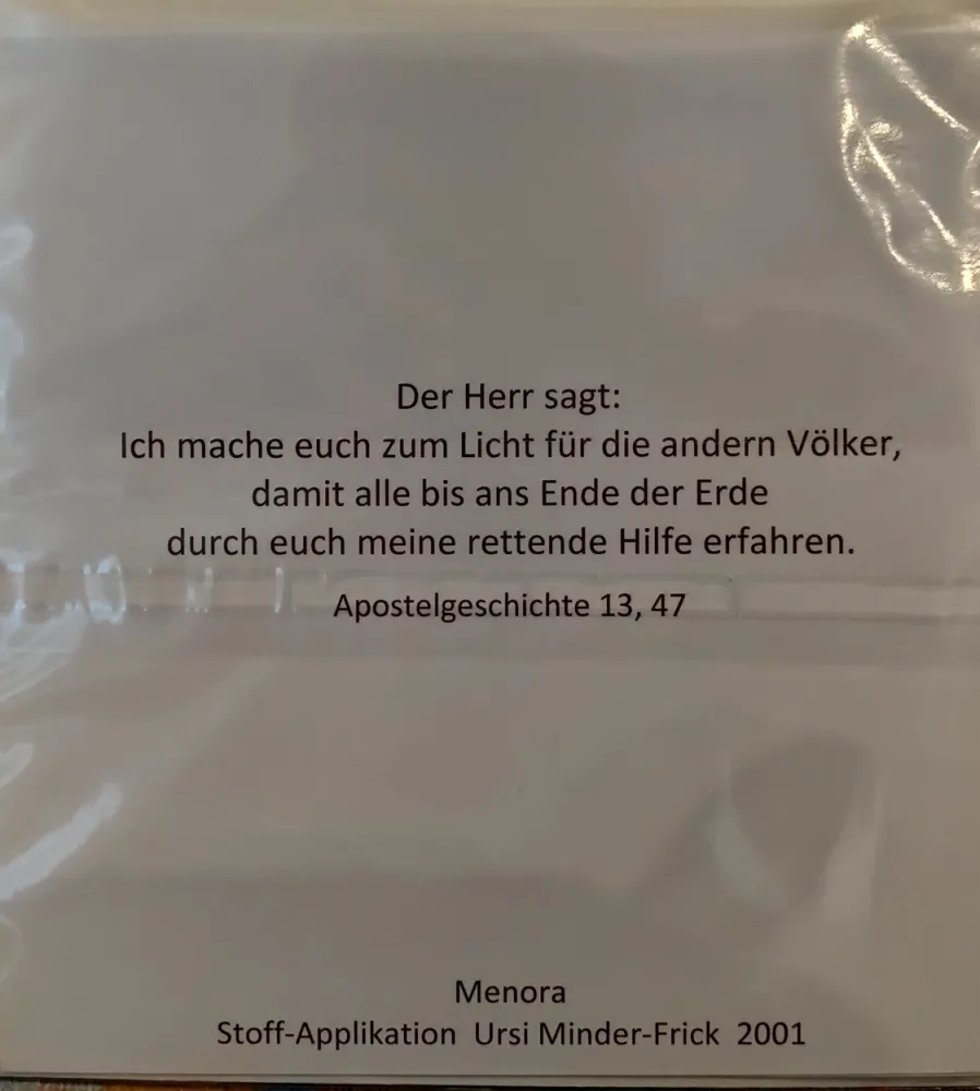 Faltkarte 15x15cm Menora - Stoffapplikation Ursi Minder-Frick - Apg. 13,47