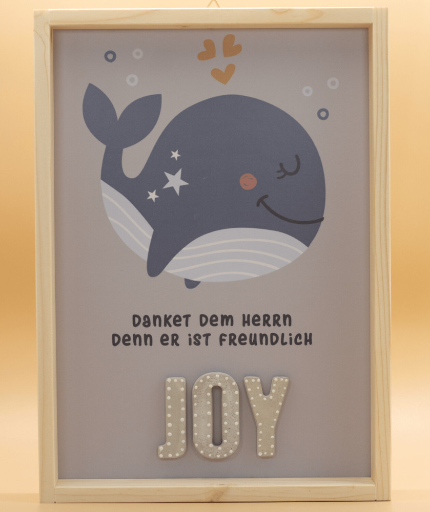 Cementini Wandbild A4 JOY Wal - Aus Holz und Betonbuchstaben