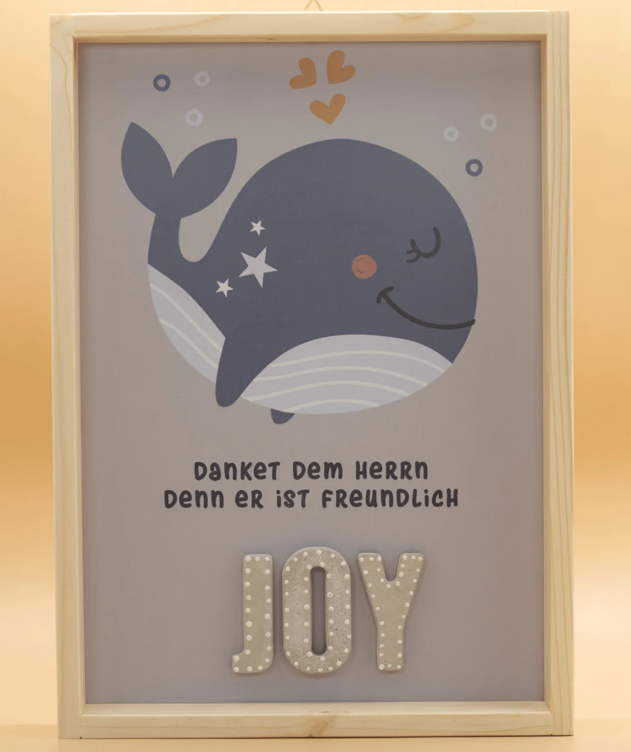 Cementini Wandbild A4 JOY Wal - Aus Holz und Betonbuchstaben