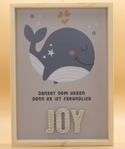 Cementini Wandbild A4 JOY Wal - Aus Holz und Betonbuchstaben