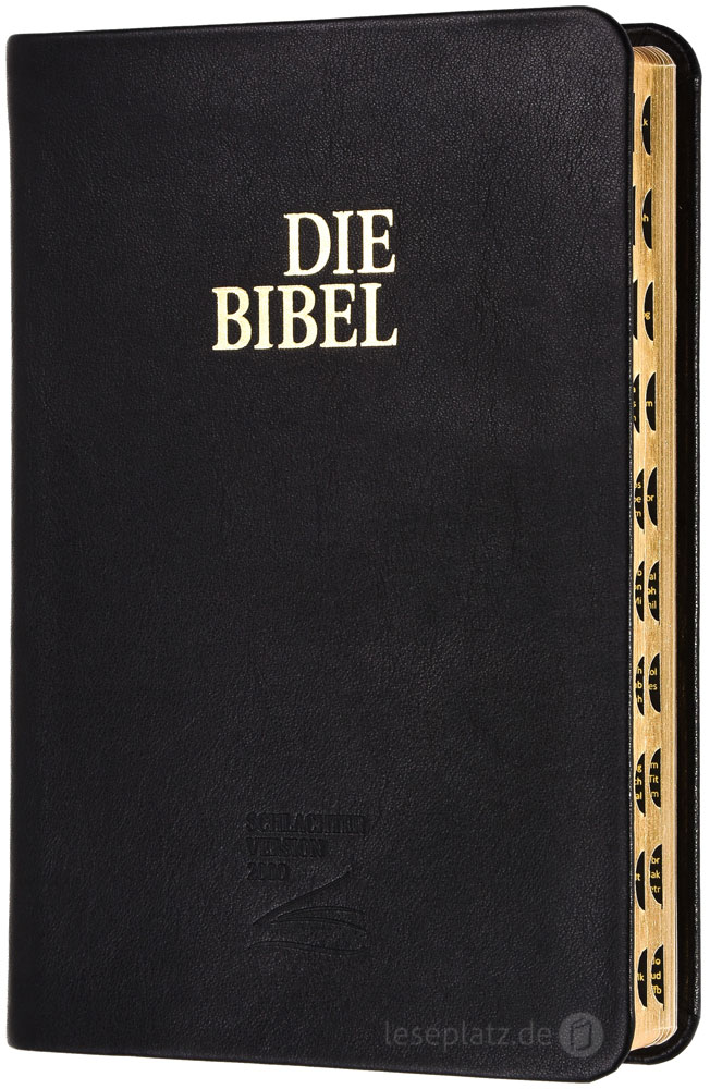 Schlachter Bibel, Taschenausgabe - Flex Kalbsleder schwarz - Griffregister - Goldschnitt - neue Rechtschreibung - Fadenheftung