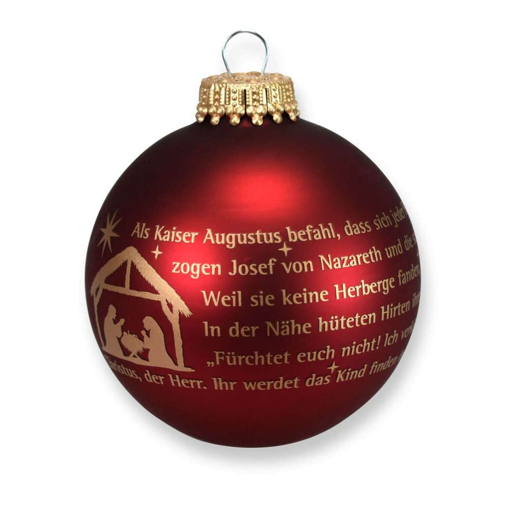 Weihnachtsgeschichte - Christbaumkugel (bordeauxfarben)