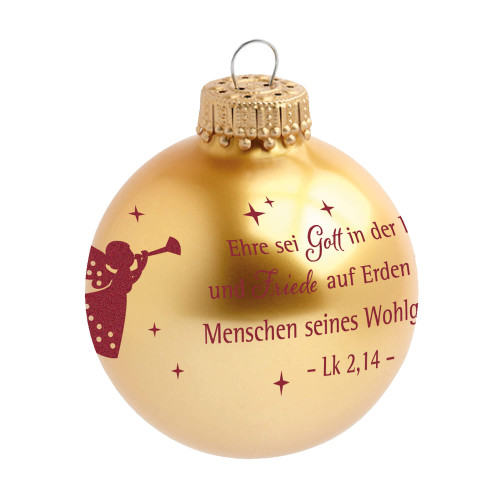 Ehre sei Gott in der Höhe - Christbaumkugel - bordeauxfarbener Druck auf goldfarbener-farbener...